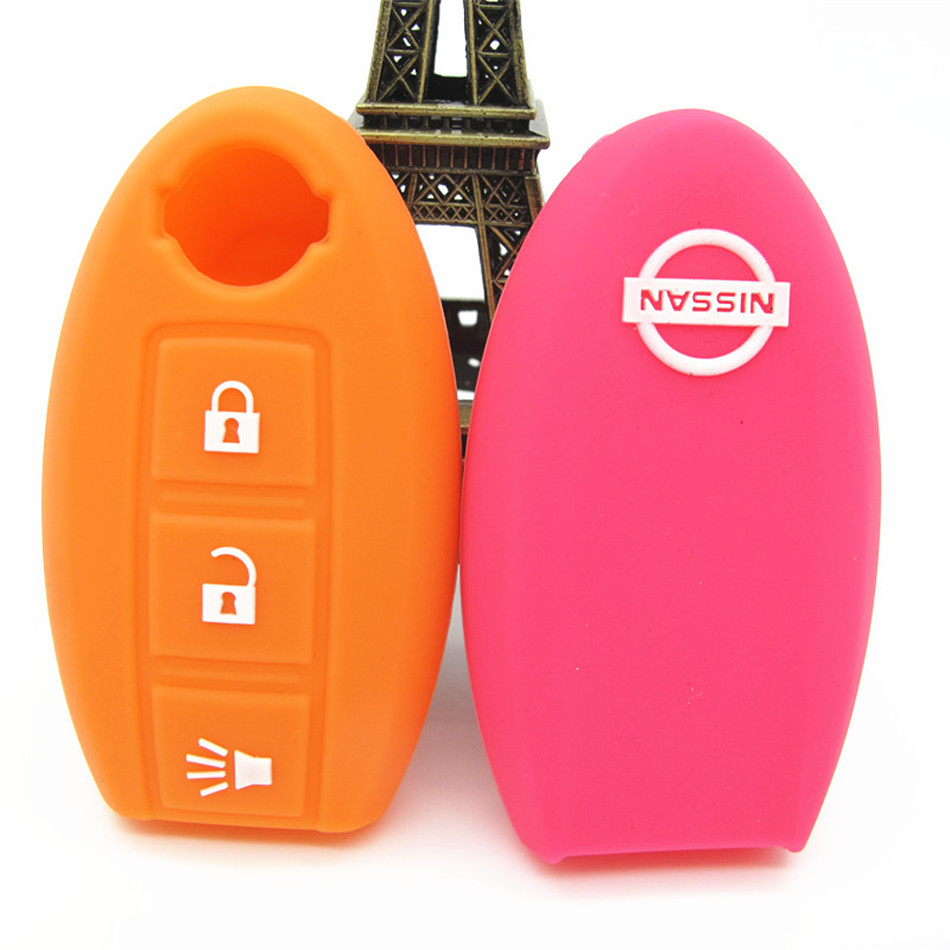 橙色日产3键带标硅胶汽车钥匙套