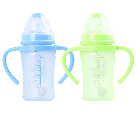 婴儿硅胶奶瓶_带手握设计奶瓶_硅胶奶瓶定制