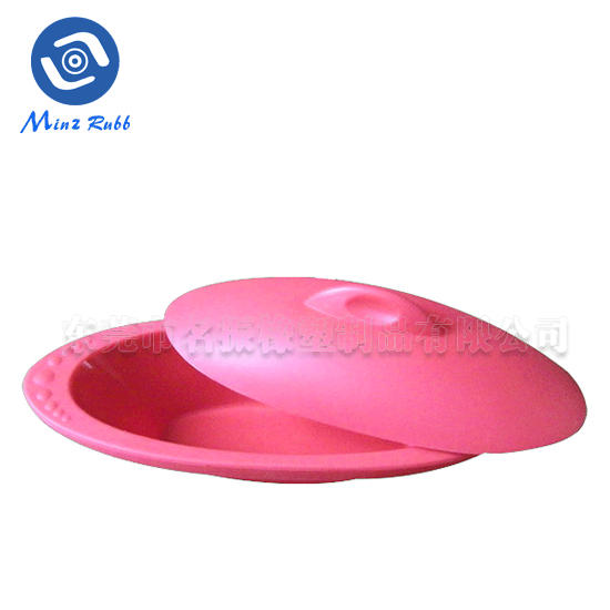 粉红色椭圆形硅胶饭盒