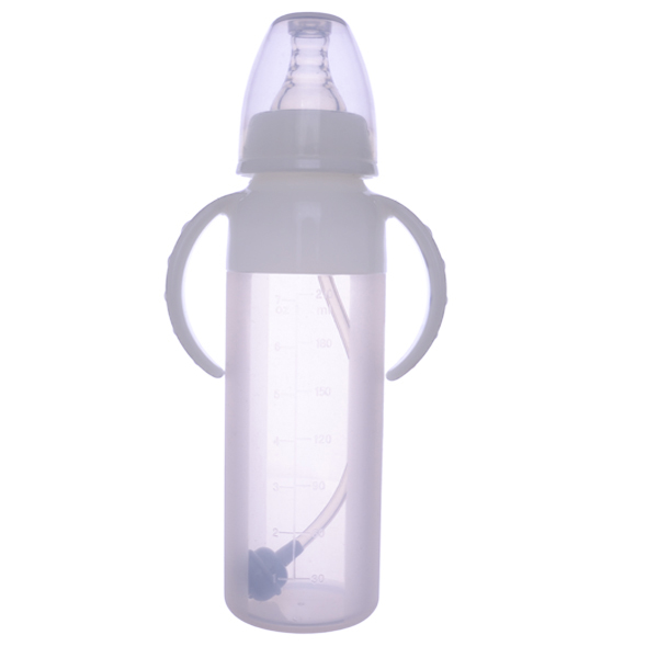 淡粉色宽口径液态硅胶奶瓶